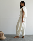 ELKE - CREAM Knit Volume Pant