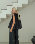 VALERIE - BLACK Broderie & Ramie Top