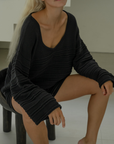 ALMA - BLACK Textured Knit Sweater