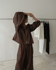 FAITH - Chocolate Linen Blouse