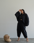 OPHELIA - Black Knit Cross Sweater
