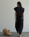 ELKE - BLACK Knit Volume Pant