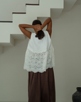 VALERIE - WHITE Broderie & Ramie Top