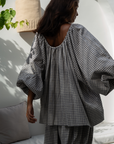 JOSIE - WISTERIA Linen Gingham Voluminous Blouse