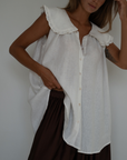 ANNE - WHITE Linen Blouse
