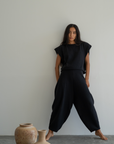 ELKE - BLACK Knit Volume Pant