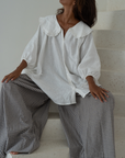 LILIANNE - WHITE Linen Blouse