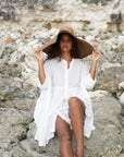 AIDEN - WHITE Buttoned Dress