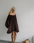 OPAL - CHOCOLATE Smock Dress