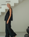 VALERIE - BLACK Broderie & Ramie Top