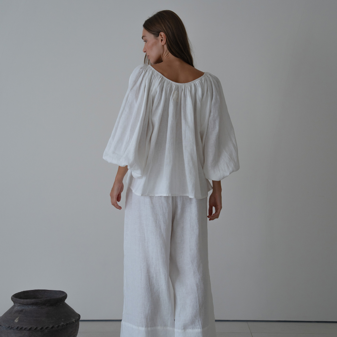 FAITH - White Linen Blouse