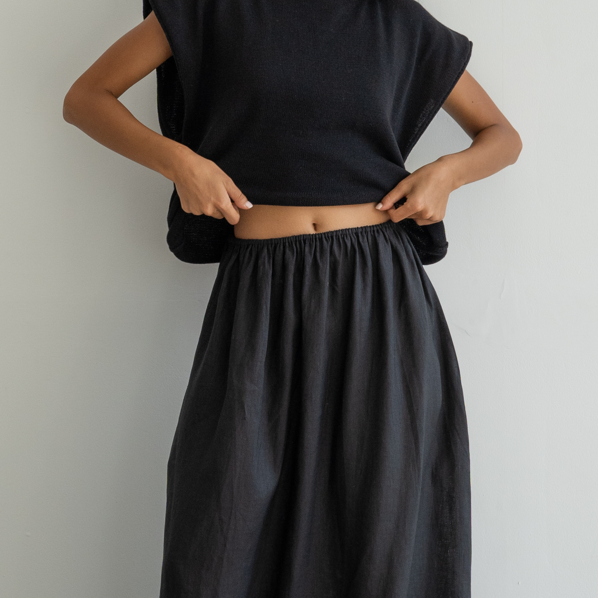 RAE - BLACK Linen Skirt