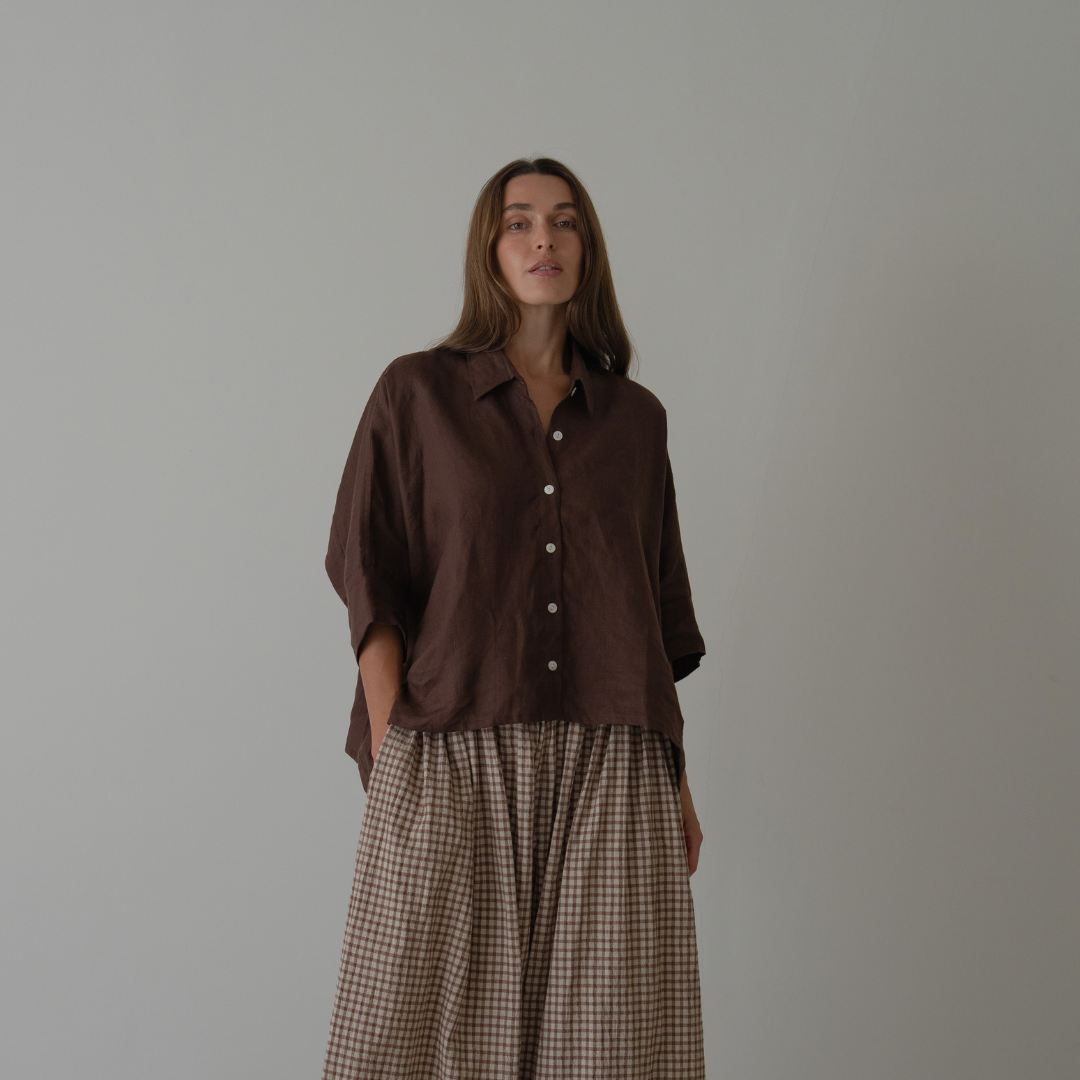 ELIZA - Chocolate Linen Shirt