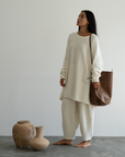 ELKE - CREAM Knit Volume Pant