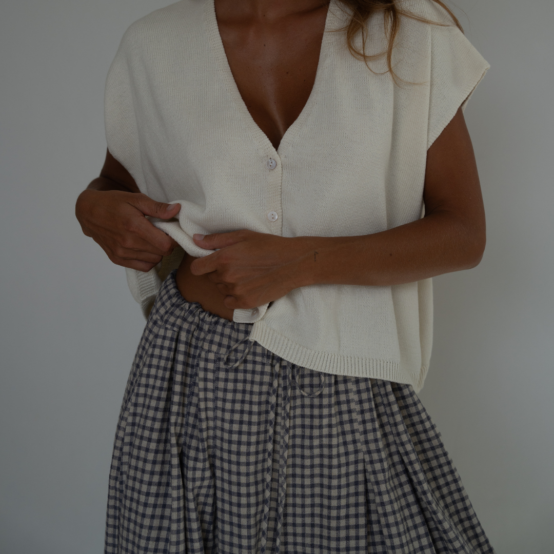 MARLO PLEAT - WISTERIA GINGHAM Linen Pant