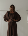 FAITH - Chocolate Linen Blouse