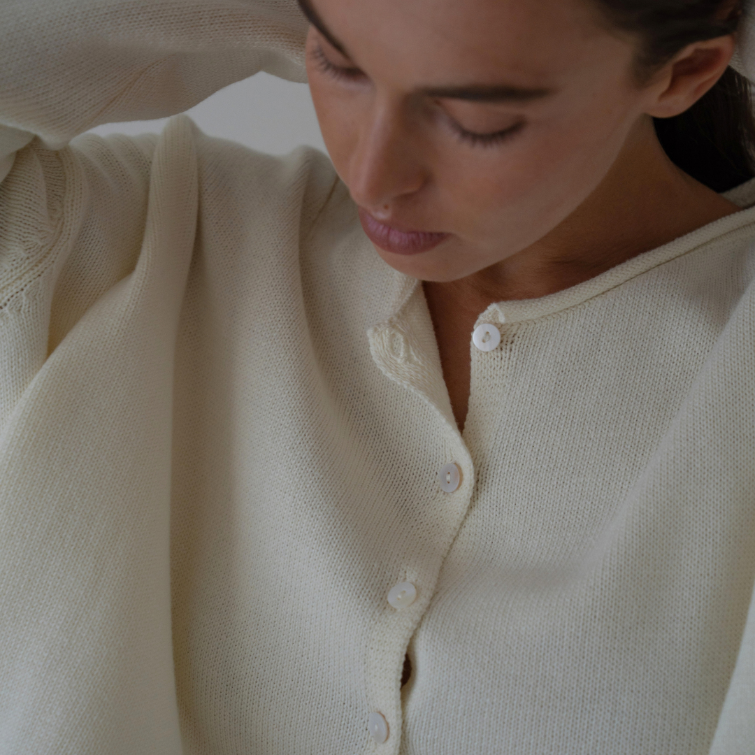 ETTA - Cream Buttoned Knit Cardigan