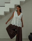 VALERIE - WHITE Broderie & Ramie Top