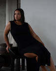THEA - BLACK Scoop Back Knit Dress