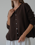 ETTA - Chocolate Buttoned Knit Cardigan