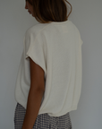 CELINE - Cream Buttoned Knit Top