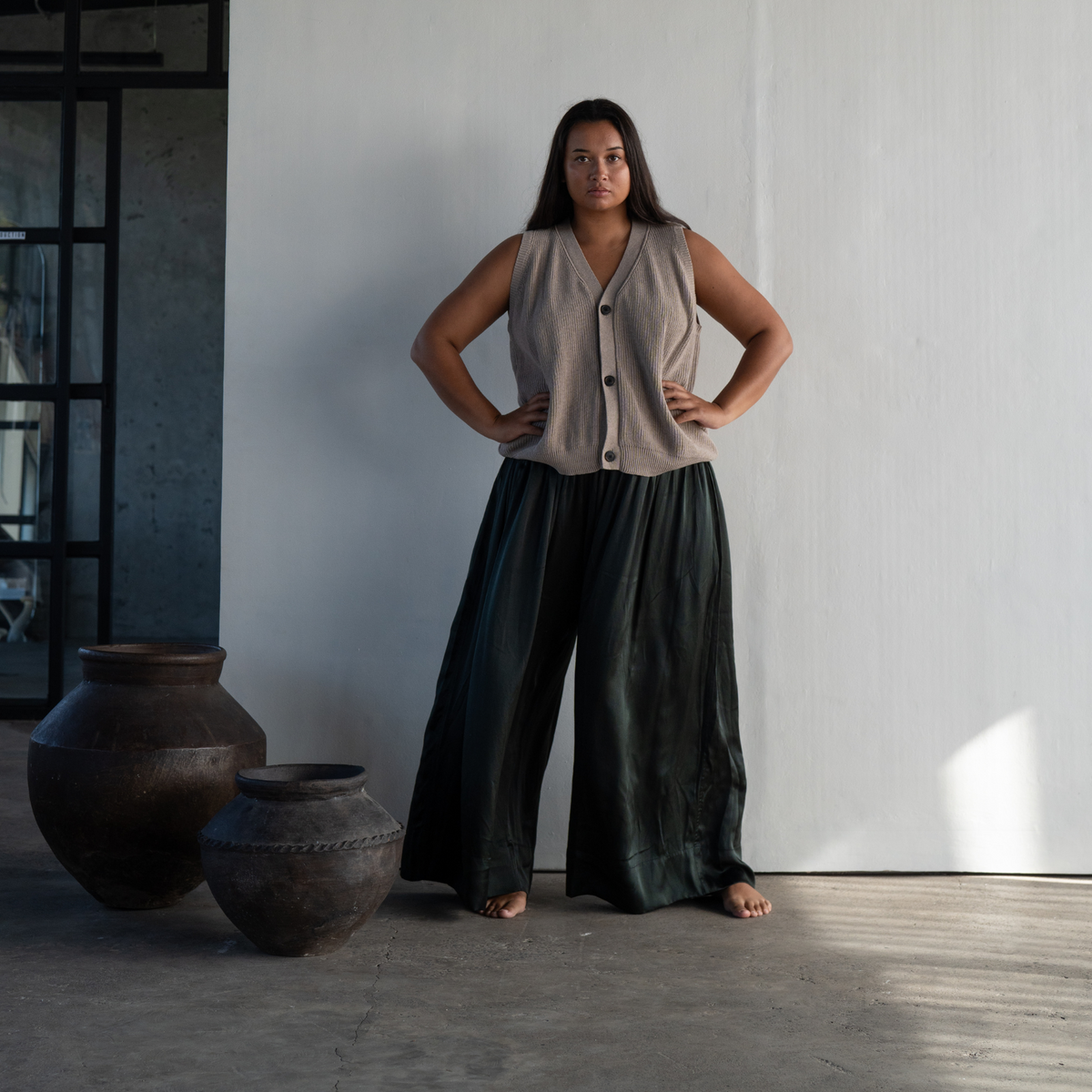 CLIVE - BLACK SILK Voluminous Pant