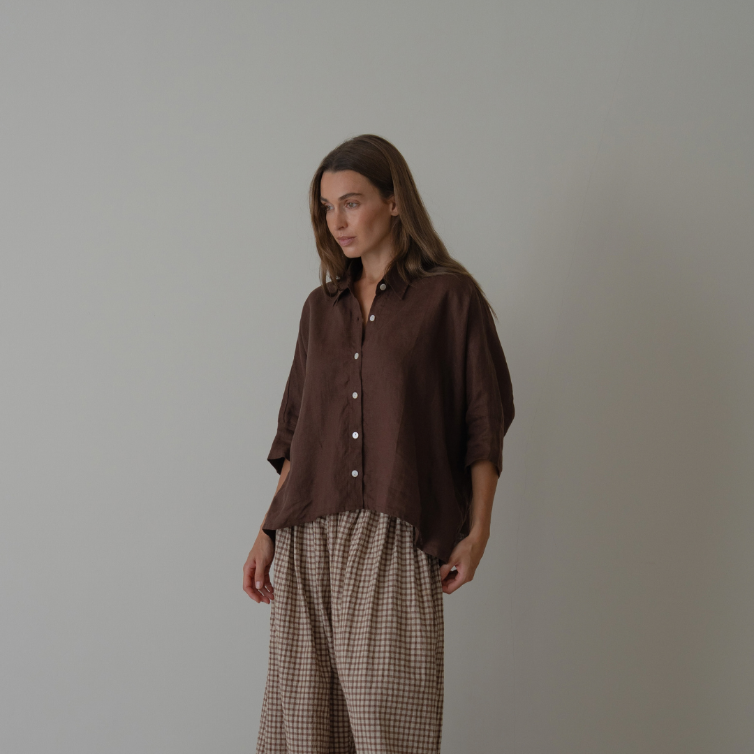 ELIZA - Chocolate Linen Shirt