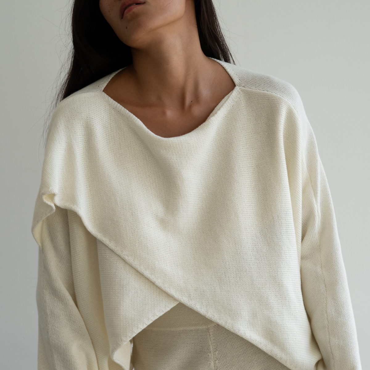 OPHELIA- Cream Knit Cross Sweater