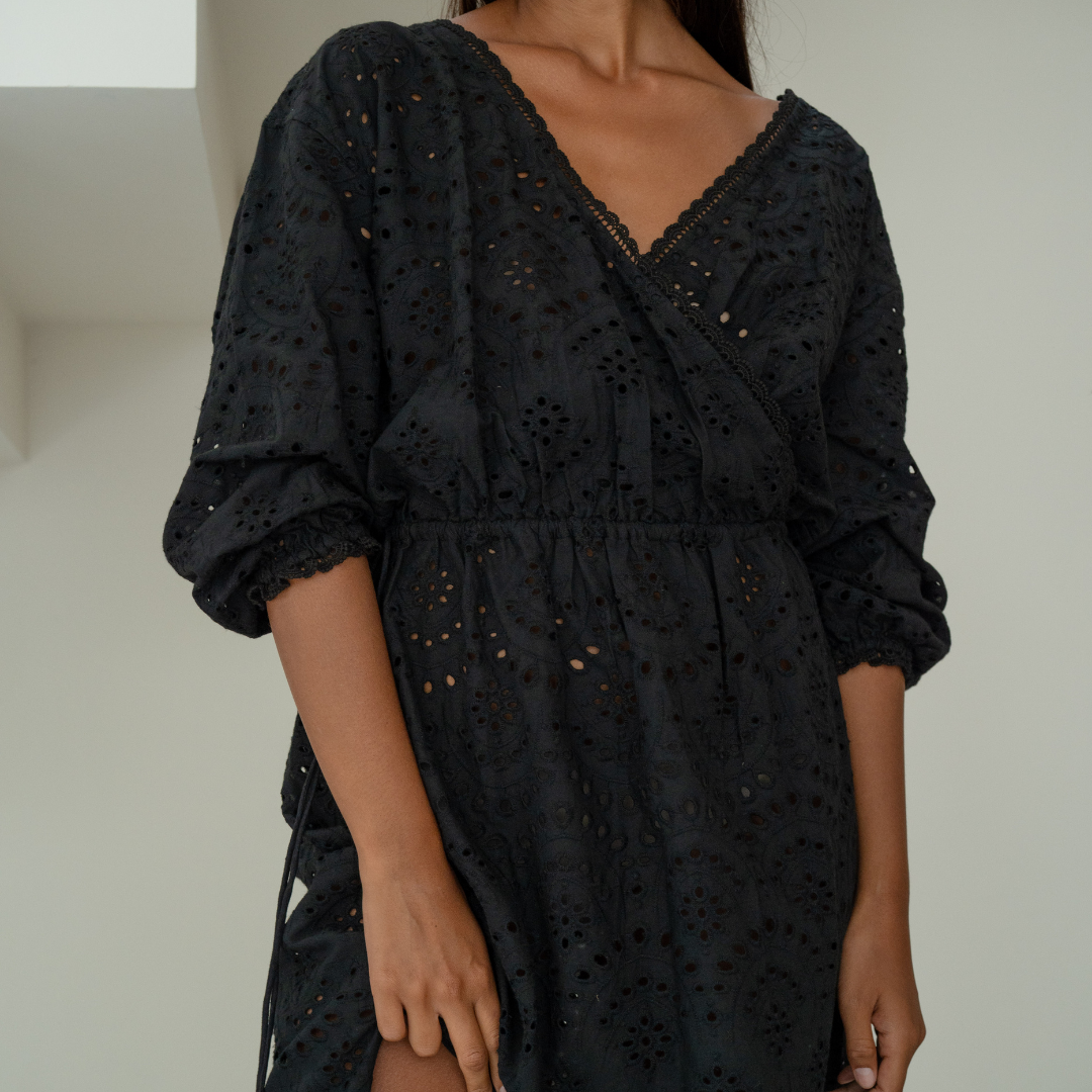 FLORENCE - BLACK Broderie Dress