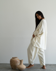 ELKE - CREAM Knit Volume Pant