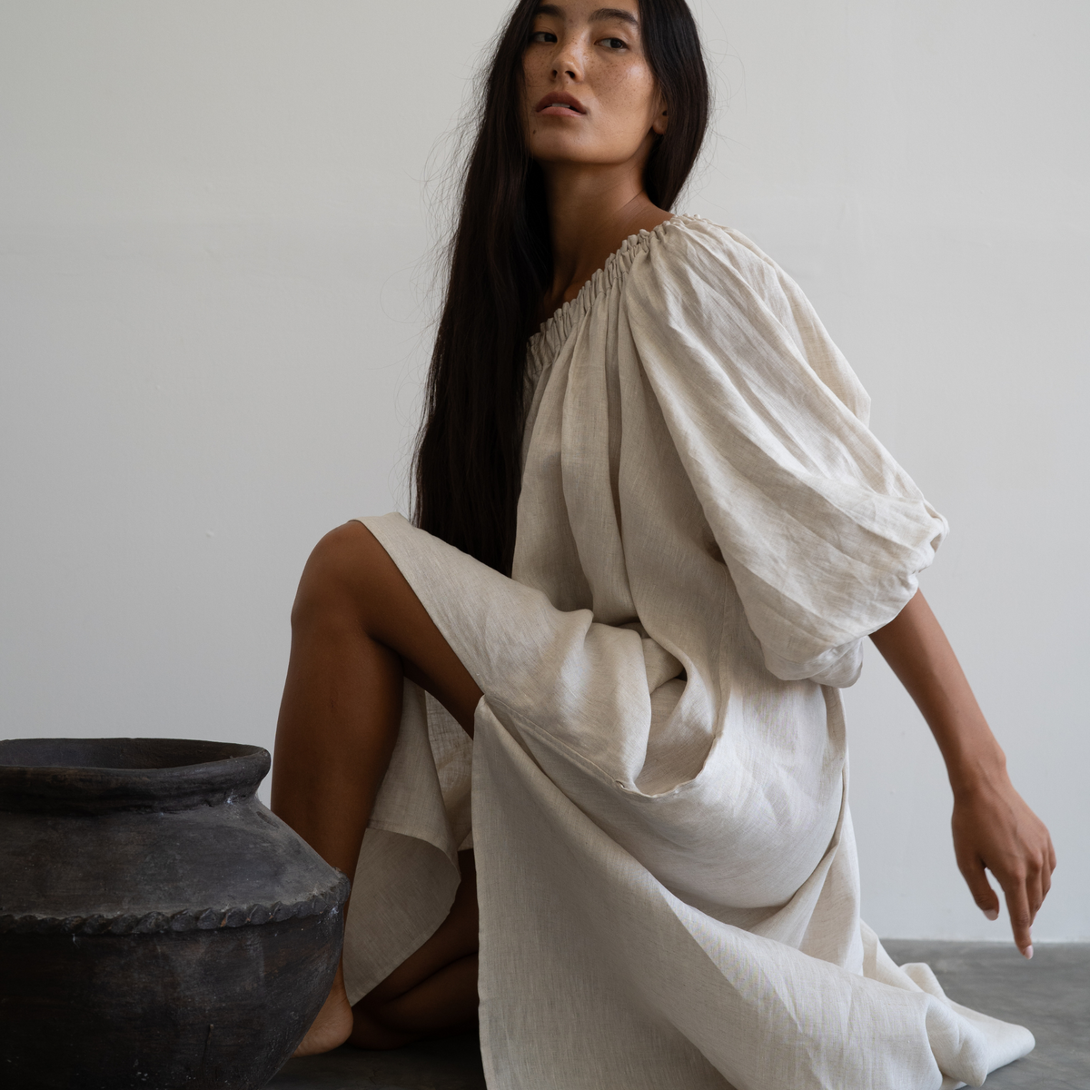 ODETTE - NATURAL Linen Gown