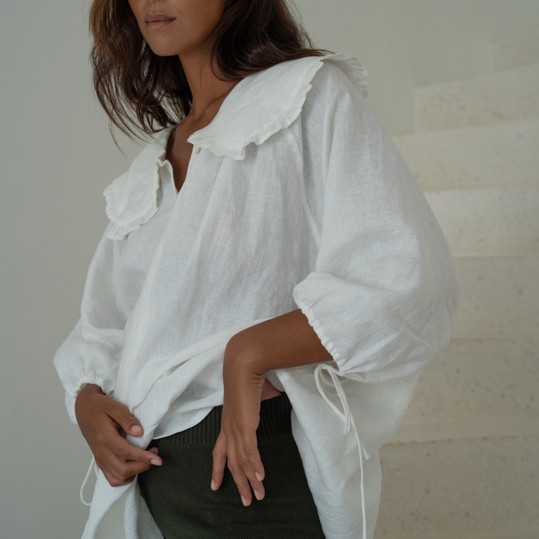 LILIANNE - WHITE Linen Blouse