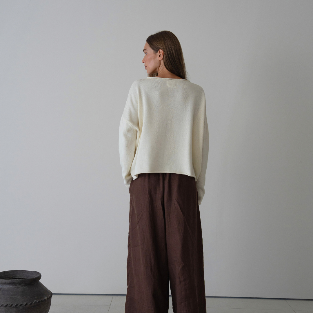 ETTA - Cream Buttoned Knit Cardigan