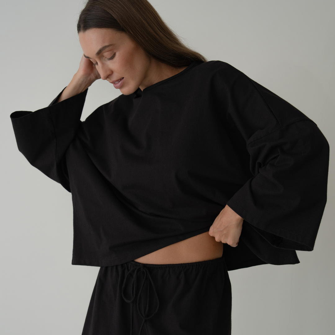 THE TEE - BLACK Jersey Oversized Shirt