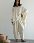 ELKE - CREAM Knit Volume Pant