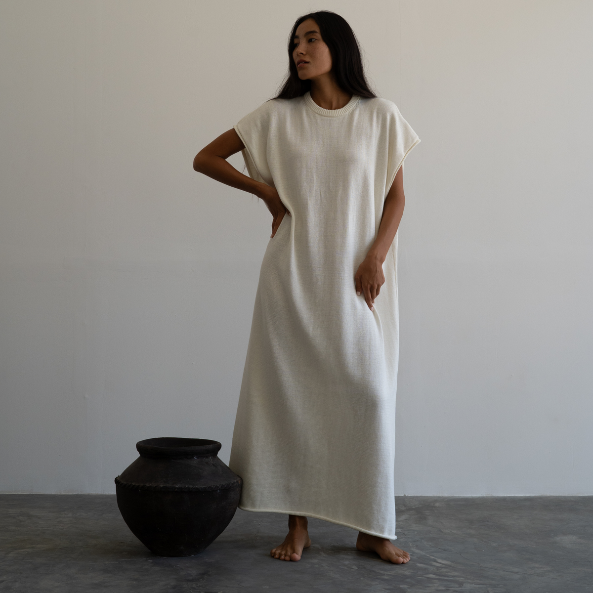 IONE - CREAM Knit Sack Dress