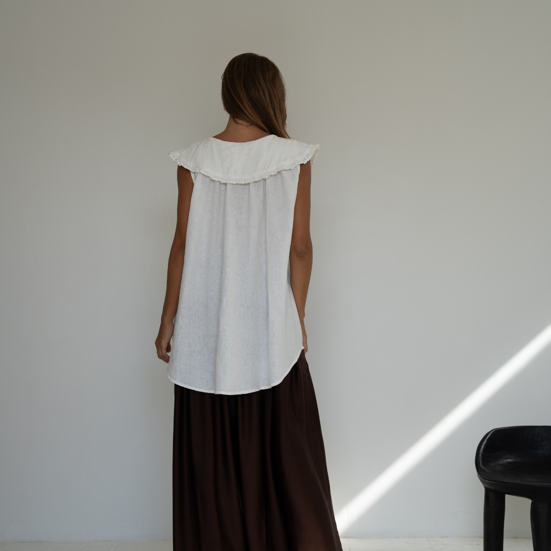 ANNE - WHITE Linen Blouse