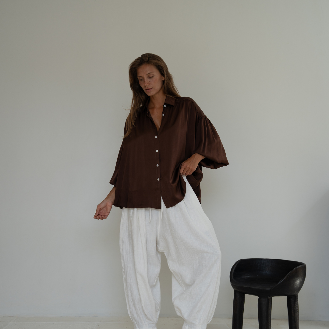 NINA - BURGUNDY Silk Blouse