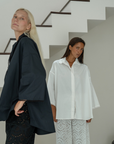 POPLIN - BLACK Lace Trim Shirt