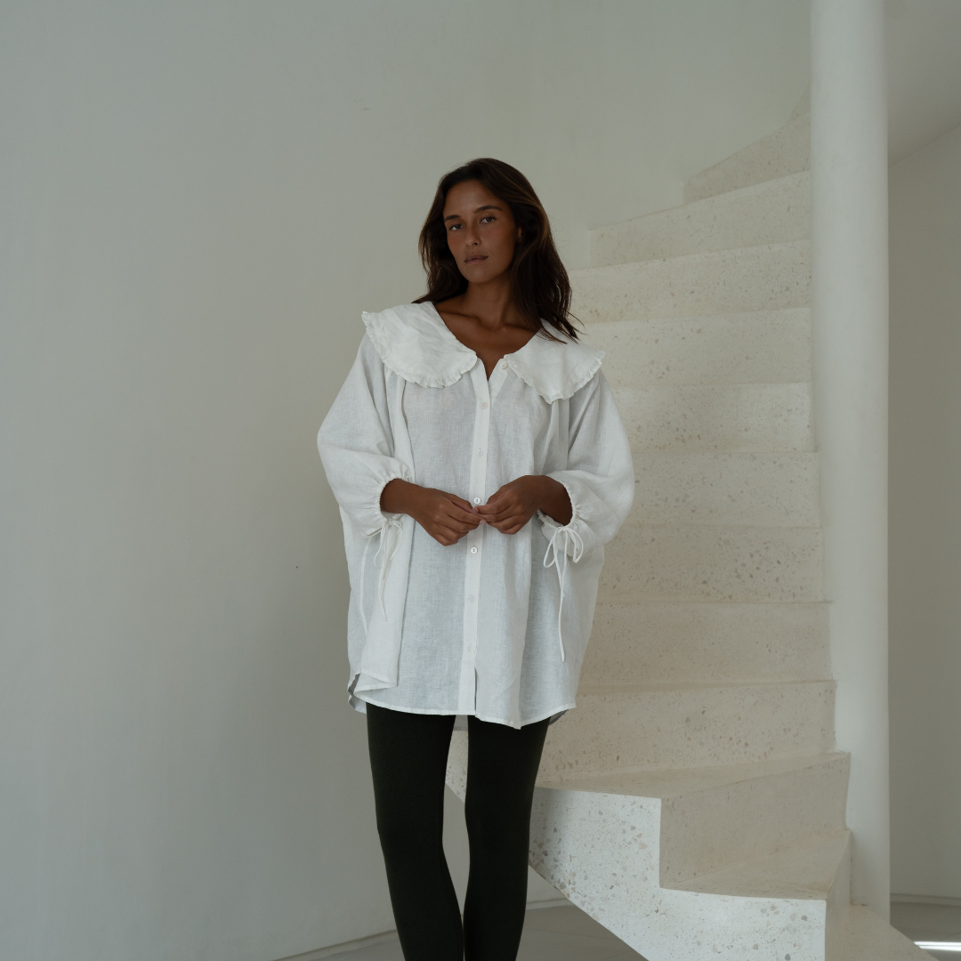 LILIANNE - WHITE Linen Blouse
