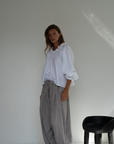 ESME - WHITE Linen & Lace Blouse