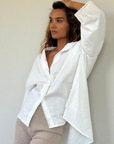 POPLIN - WHITE Lace Trim Shirt