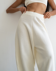 ELKE - CREAM Knit Volume Pant