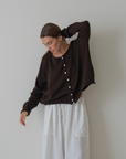 ETTA - Chocolate Buttoned Knit Cardigan