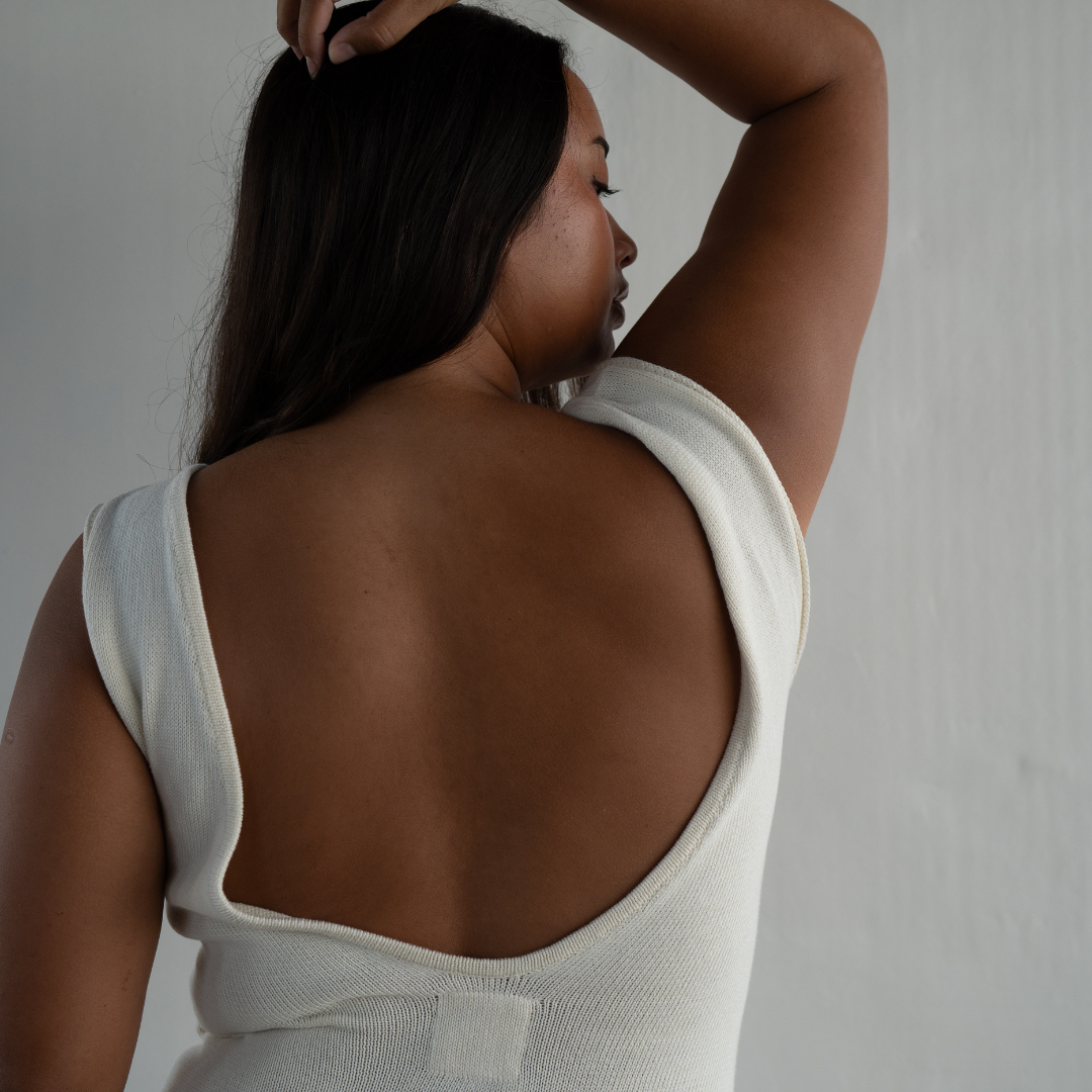 THEA - CREAM Scoop Back Knit Dress