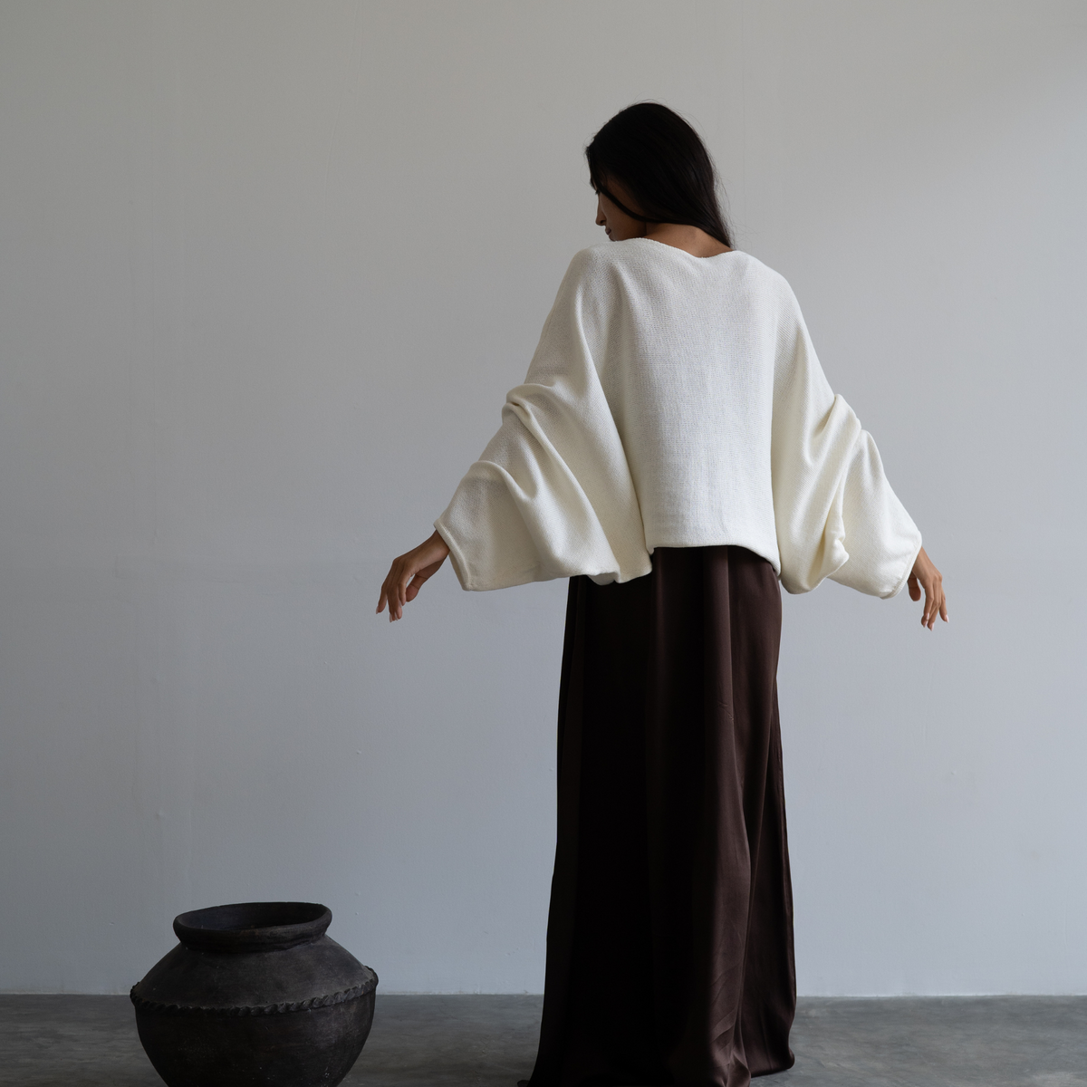 OPHELIA- Cream Knit Cross Sweater