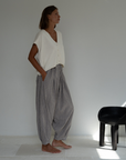 MARLO PLEAT - WISTERIA GINGHAM Linen Pant