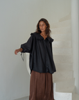 LILIANNE - BLACK Linen Blouse