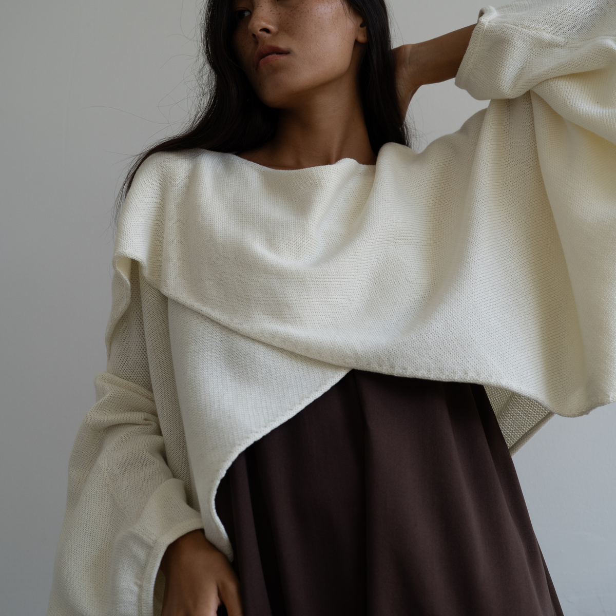 OPHELIA- Cream Knit Cross Sweater
