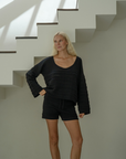 ALMA - BLACK Textured Knit Sweater